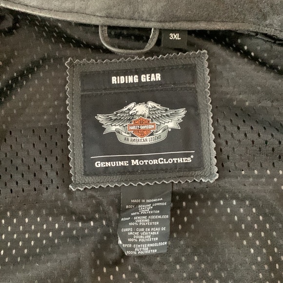 Men’s Harley Davidson black leather, mesh lined coat. Size 3XL. - Picture 5 of 9